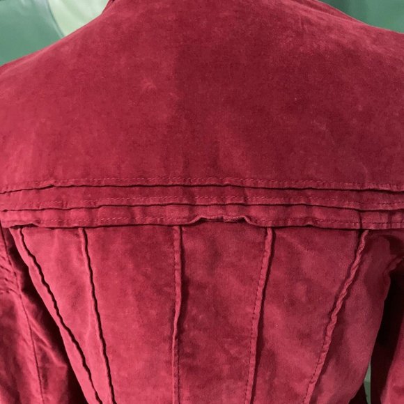 FREE PEOPLE crushed velvet heavyweight MILITARY style jacket in RIO RED sz S-NWT - Picture 14 of 15